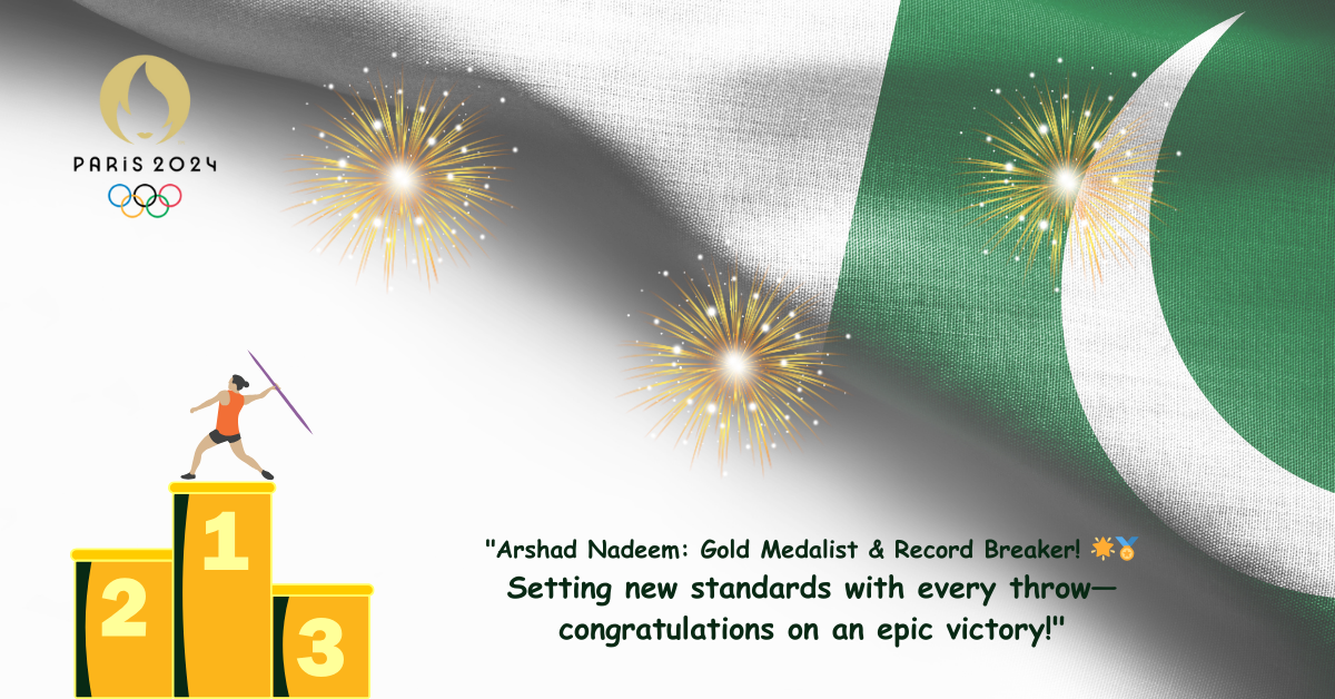 Olympic Gold - 2024 Summer Olympics - Arshad Nadeem - Javelin Throw World Record - Paris Olympics - Independence Day